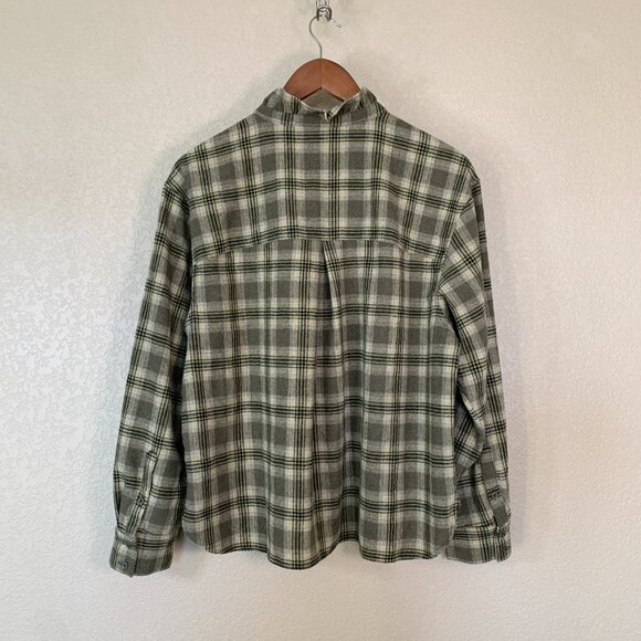 Banana Republic Factory Ruffle-Neck Wool-Blend Flannel Shirt - Like New - Picture 2 of 7